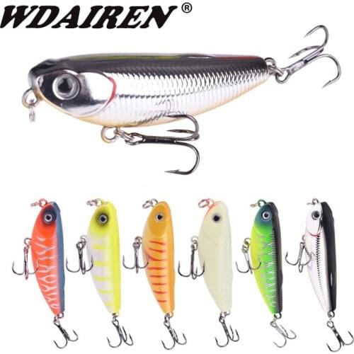 1PCS Luminous Top Water Pencil Fishing Lures 50mm 5.5g Decoys Walk Zigzag Wobbler Hard Bait Swimbait For Bass Carp Pike Tackle