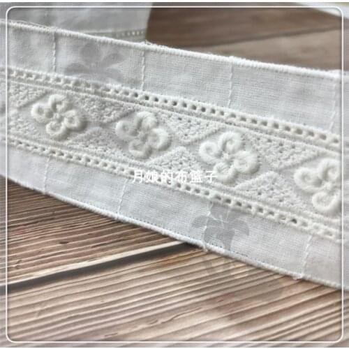 3 Meters/lot 8cm Off White Cotton Cloth Lace Trim Apparel DIY Sewing Accessories Water Soluble Lace Trimmings