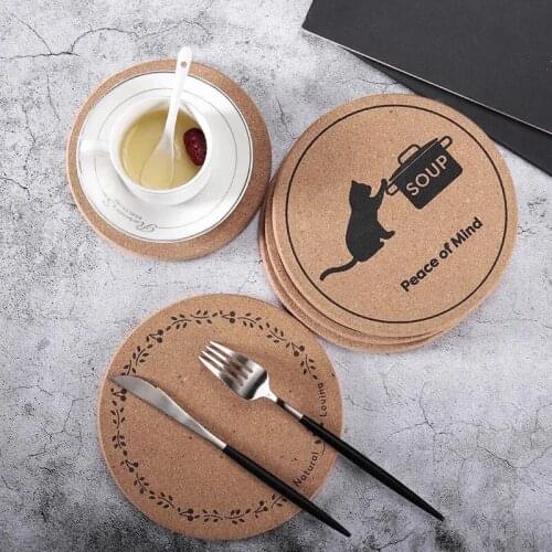 2pcs round cork heat insulation pad placemat pot mat plate mat non-slip mat table mat anti-scalding