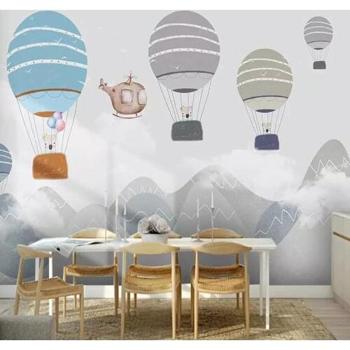 Milofi custom 3D wallpaper mural geometric mountain hot air balloon childrens room living room bedroom background wall decorati