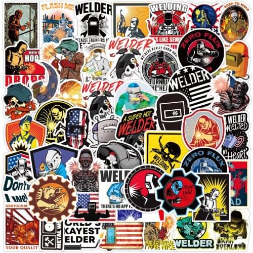 50Pcs DIY Worker Stickers Helmet Welding Construction Safety Helmet Sticker Toolbox Cartoon Children Toy Suitcase Decoration