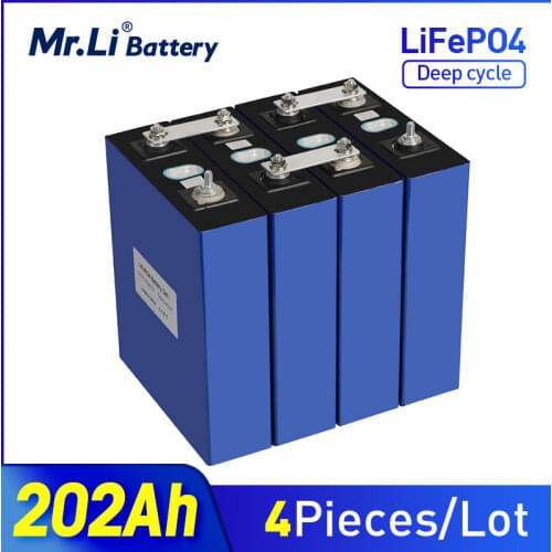 Grade A 4PCS 2021 NEW 3.2V 200Ah Lifepo4 Battery Pack With LFP Lithium Solar 12V 24V 202ah Cells Solar Energy Storage