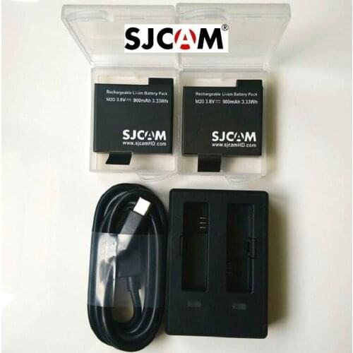 Free Shipping!!100% Original SJCAM 900mAh Backup Rechargable Li-on Battery and Charger and case For SJCAM M20 WiFi Sports Camera