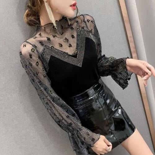 Blouse Women Sexy Cutout Shirts Womens Long-Sleeved Gold Velvet Turtleneck Long-Sleeved Top Blusas Ropa De Mujer