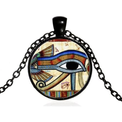 BOEYCJR Oil painting style Eye Pendant &Necklace Chain Jewelry Vintage Energy Stone Pendant Necklace for Women