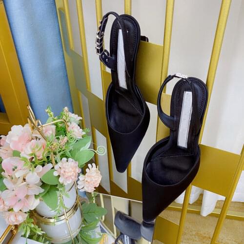 Summer new style fashion Casual Designer sexy lady women sandals black crystal high heels Slingback shoes sandalias mujer