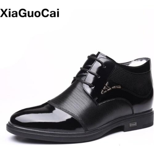 Winter Warm Men Ankle Boots Luxury British Business Male Dress Shoes High Top Plush Man Footwear High Quality Waterproof Boots