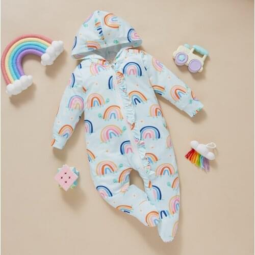 New Autumn Winter Baby Long Sleeve Jumpsuit Girl Boy Rainbow Romper Cotton Toddler Clothing Infant Rompers Kids Jumpsuits