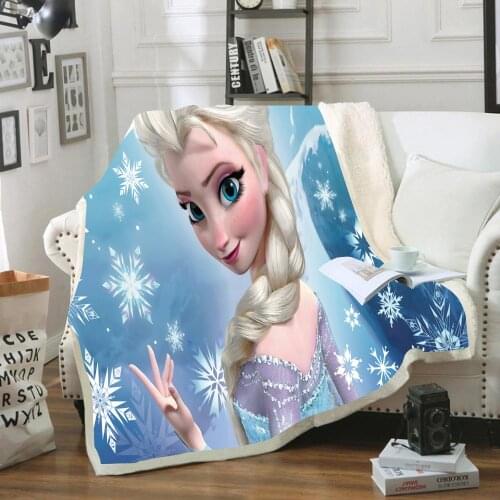 Disney Ice Princess Elsa Olaf Series Design Comfort Soft Blanket Plush Blanket Sofa Bed Cover Single Bedding Baby Boy Girls Gift