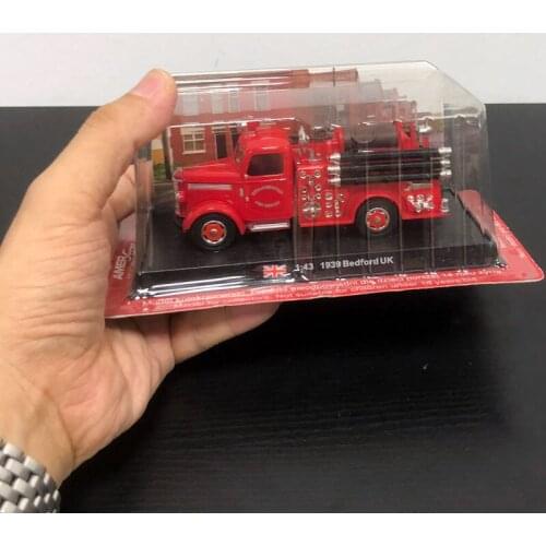 Diecast AMER 1/43 Scale Static British 1939 Bedford UK Red Fire Truck Alloy Simulation Car Model Toy Display Souvenir Ornaments