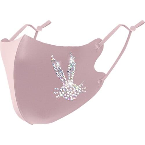 Kawaii Face Mask For Women Rhinestone Drill Masks Adjust Strap Breathable Washable Masks Anti-dust Masque Maseczka Decoration