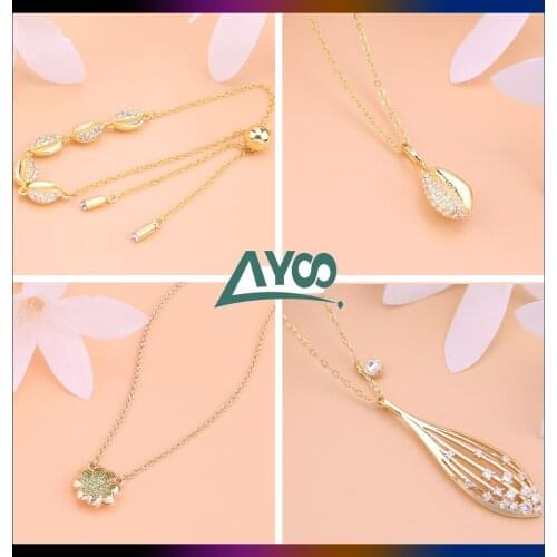 SWA Fashion Jewelry Original 1:1 Charm Golden Shell Olive Water Drop Adjustable Size Bracelet Necklace Earring Set Romantic Gift