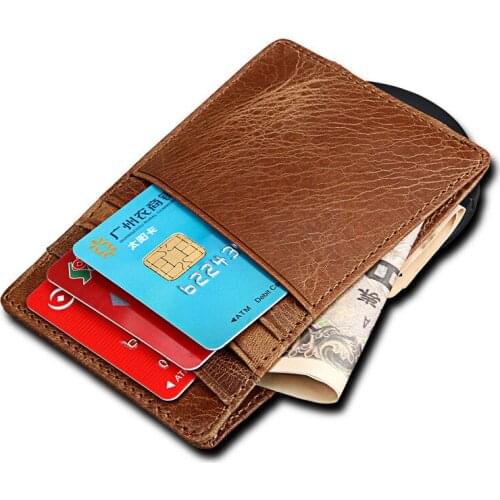 2021 Mens RFID BLOCKING Real Leather Strong Magnet Money Clip Cardholder Minimalist Slim Thin Front Pocket Wallet In Stock