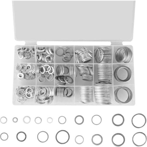 450Pcs Aluminum O Ring Assortment Kit 18 Metric Sizes Washer Seals Aluminum Gasket Washer Sealing Ring Repair Tool Set