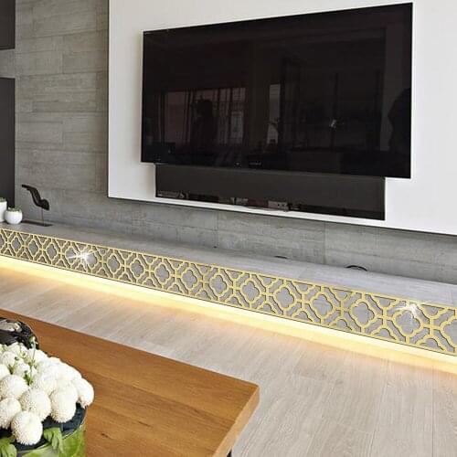 Border Wall Sticker 3D Mirror Stereo Waist Line Decor Skirting Line TV Background Wall Ceiling Self-adhesive Paste Decoration