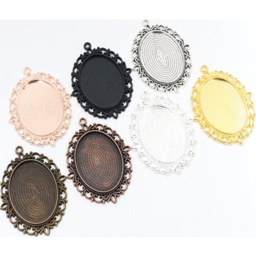 New Fashion 5pcs/Lot Fit 30x40mm Inner Size Cameo Cabochon 7 Colors Plated Cabochon Base Setting Charms Pendant