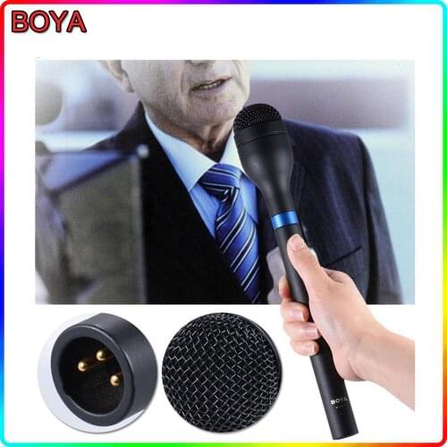 Newest BOYA BY-HM100 Omni-Directional Wireless Handheld Dynamic Microphone XLR Long Handle for ENG & Interviews & News Gathering