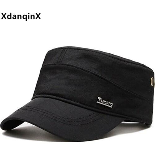 XdanqinX 2021 Spring Autumn New Men Flat Cap Army Military Hat Simple Fashion Sports Cap Snapback Cap Adjustable Size Tongue Cap