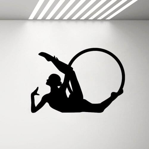 Hoop Wall Sticker Gymnastics Girl Gym Fitness Club Room Decoration Black Modern Sport Decor Wallpaper Wall Decals G537