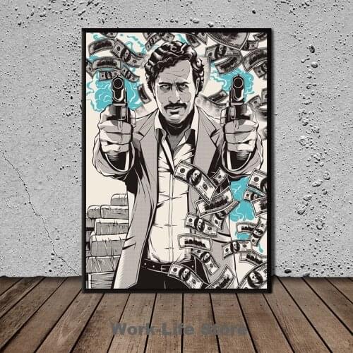 100 dollars banknote Posters and Prints Pablo Emilio Escobar Canvas Oil Painting Wall Art Pictures Living Room Home Decor