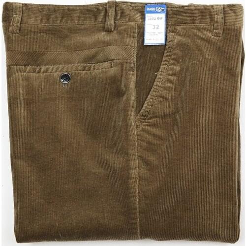 Straight Loose Corduroy Winter Pants Men Thick Black Khaki Red High Waist Male Trousers Office Big Size 40 42