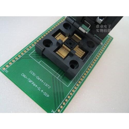 Clamshell IC51-0644-1972 QFP64 LQFP64 spacing 0.4mm IC Burning seat Adapter testing seat Test Socket test bench in stock