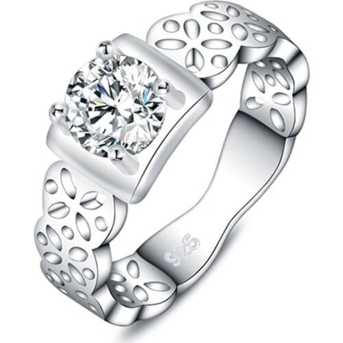 925 Sterling Silver Zircon Ring Women Lady Gift Jewelry Engagement Wedding Party With Austrian Crystal Cute Jewelry