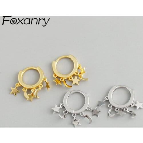 Evimi Prevent Allergy 925 Sterling Silver Earrings Ear Buckle Accessories New Trendy Elegant Star Moon Party Jewelry Girl Gift