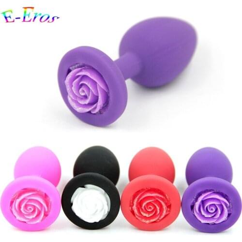 ORISSI Rose Flower Silicone Anal Plug Sex Products, Small Butt Plug Massager Erotic Sex Toys for Men Woman Adult Games