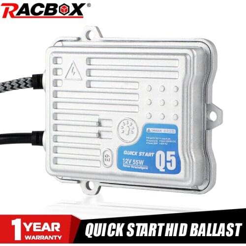 RACBOX 55W Q5 Fast Start HID Slim Ballast Replacement For Xenon Headlight Bulb Lamp Light 12v H1 H3 H4 H7 H9 H10 H11 9005 9006