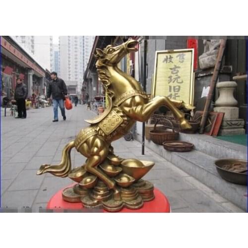 USPS to USA S0164 15" Brass exquisite craftwork Yuan Bao Money Run riot leap war horse statuary