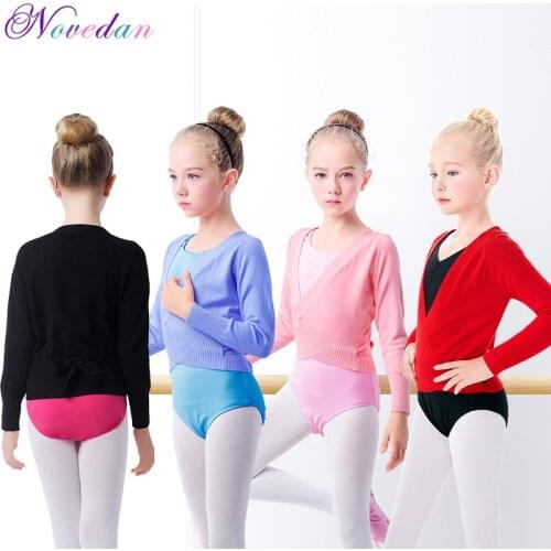 Spring Autumn Warm Child Ballet Wrap Sweater Cardigan Dance Clothes Kids Girls Ballet Wrap Warm Long Sleeve Waist Belt Sweater
