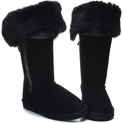 "Women 's fur boots high integrative add flocking boots flat high warm woman true boots new fashion over-the-knee boots