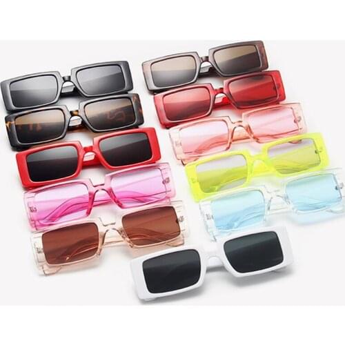 Candy Color Square Sunglasses Vintage Wide Frame Women Sunglass Small Rectangle Sunglass Summer Female UV400 Lens Trendy Eyewear