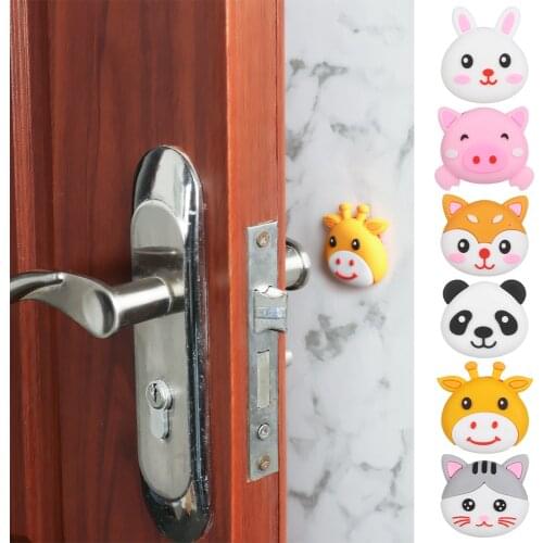1Pcs Cute Silicone Wall Protector Door Handle Bumper Guard Stopper Self Adhesive Rubber Round Door Crash Pad Anti-slip Sticker