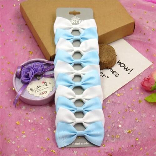 10PCS/Lot Cute Sky Blue White With Clip Grosgrain Ribbon Bow Hairpins 2020 Scrunchie Korean CLIP Hair Accessories For Baby Girl