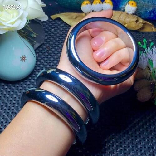 100% Natural Terahertz Bangle Bracelet Jewelry For Women Men Energy Gemstone Beads AAAAA Inner Diameter 58mm 59mm 60mm 61mm 62mm
