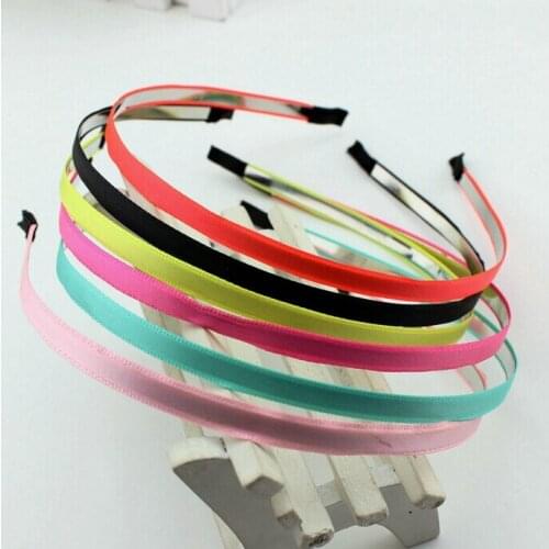 100pcs popular DIY hair accessories ribbon Covered White K. steel hair bands woman/girl/Lady Kids wide:5mm headbands FJ3110