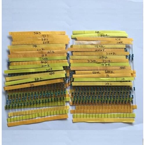 30KINDS X20PCS=600PCS Resistor sample kit 1/4W 1% Metal Film Resistance Maintenance of common resistance mixed package
