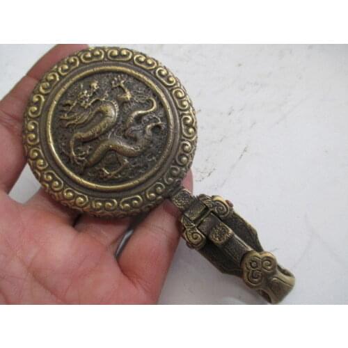 4.33 inch/Tibet antique brass dragon belt buckle to ward off bad luck
