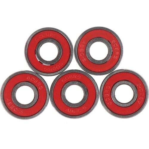 5Pcs Red ABEC-5 608-RS Skateboard Roller Sealed Ball Bearings 8x22x7mm