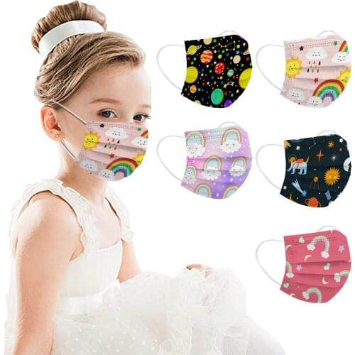 50PC Desechables Mascarillas Children Cartoon Animals Costumes Disposable Face Mask 3Ply Ear Loop Masks Halloween Cosplay Masque