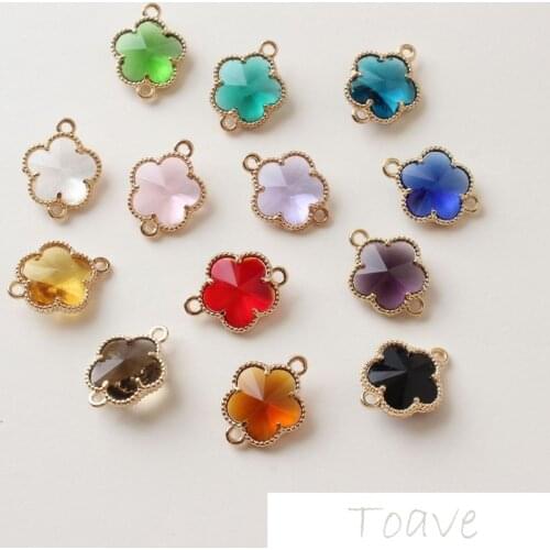 6pcs Hipster Double Hanging Flower Copper Crystal DIY Ear Stud Bracelet Material Accessories