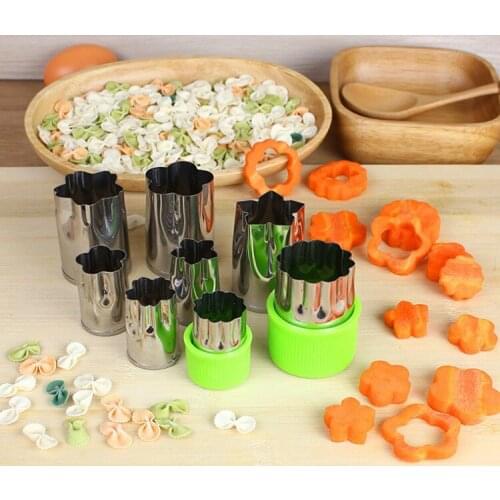 8pcs/set Vegetable Fruit Cutter Mold Flowers Cartoon Cutter Mold Stainless Steel Cake Cookie Biscuit Cutting Shape Tool OK 0801