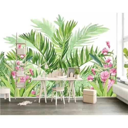 Beibehang Custom wallpaper 3d mural modern minimalist fresh rainforest plant banana leaf garden mural sofa background wall paper