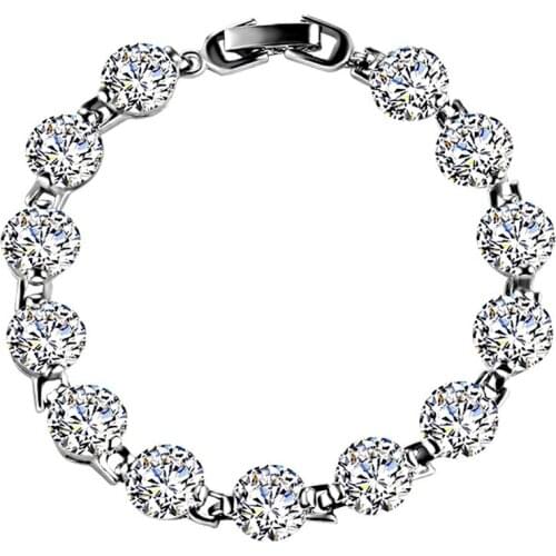 2CT/Piece 8mm Sterling Silver Bracelets Beads Women Wholesale Silver Hand Chain AAA Cubic Zircon Bead Bracelet Jewelry for Women