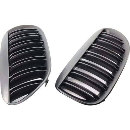 Black ABS Double Slats Front Grille Mesh Grill Replaces for BMW E63 Durable