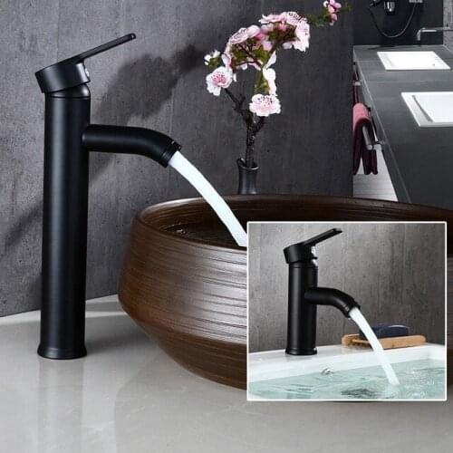 Black stainless steel basin faucet, European antique bathroom washbasin, hot and cold bowls under the basin