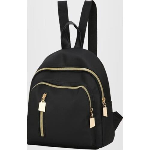 Black Mini Women Backpack Schoolbag Shoulder Bag Teenage Travel Zipper Girls Kids Multi Function