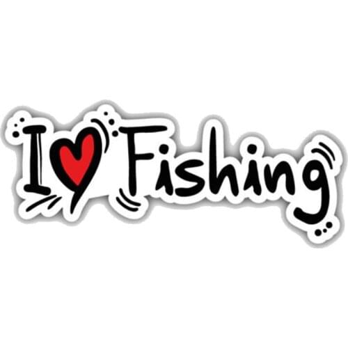Dawasaru Funny Words I Love Fishing Car Sticker Sunscreen Decal Laptop Suitcase Laptop Motorcycle Auto Accessories PVC,12cm*5cm